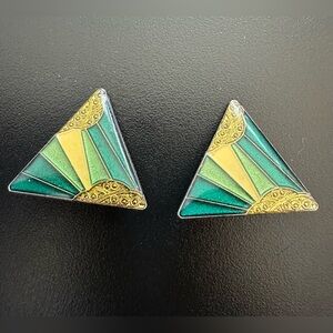 Vintage Art Deco Style  Clip On Earrings